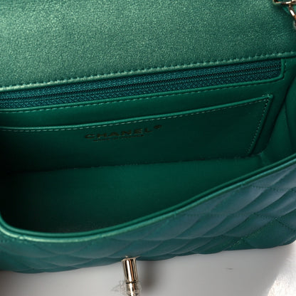 Chanel Iridescent Calfskin Quilted Mini Rectangular Flap Green 5 of 10