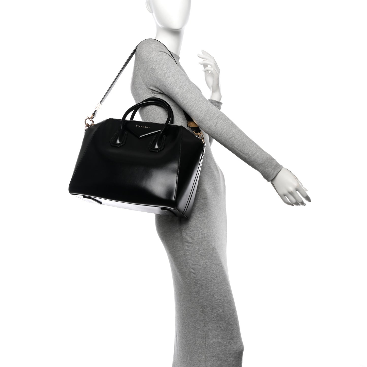 Shiny Lord Calfskin Medium Antigona Black