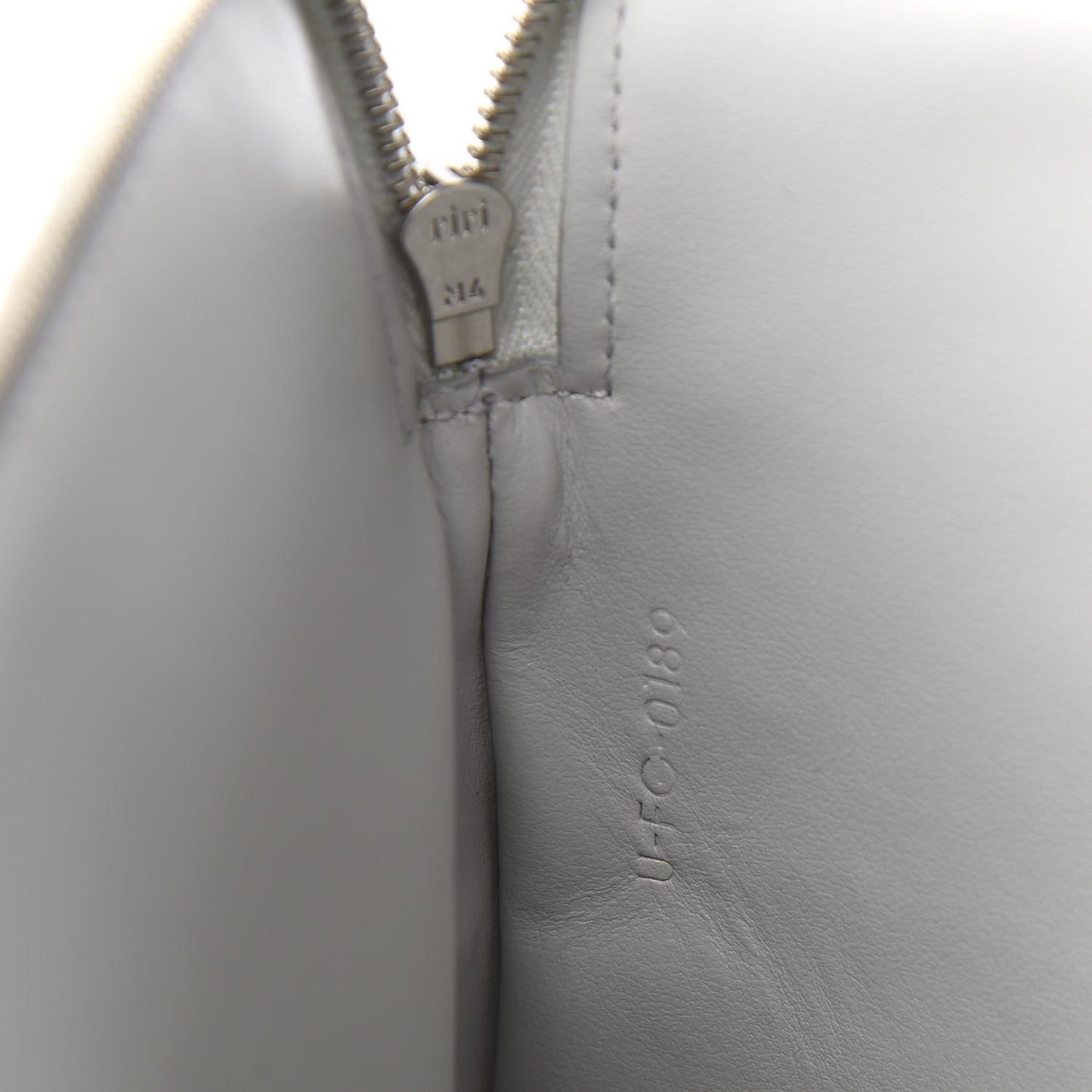 Lambskin Quilted Zip Pouch Grey