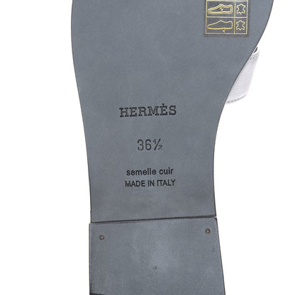 Hermes Metallic Madame Calfskin Oran Sandals 36.5 Argent 7 of 8