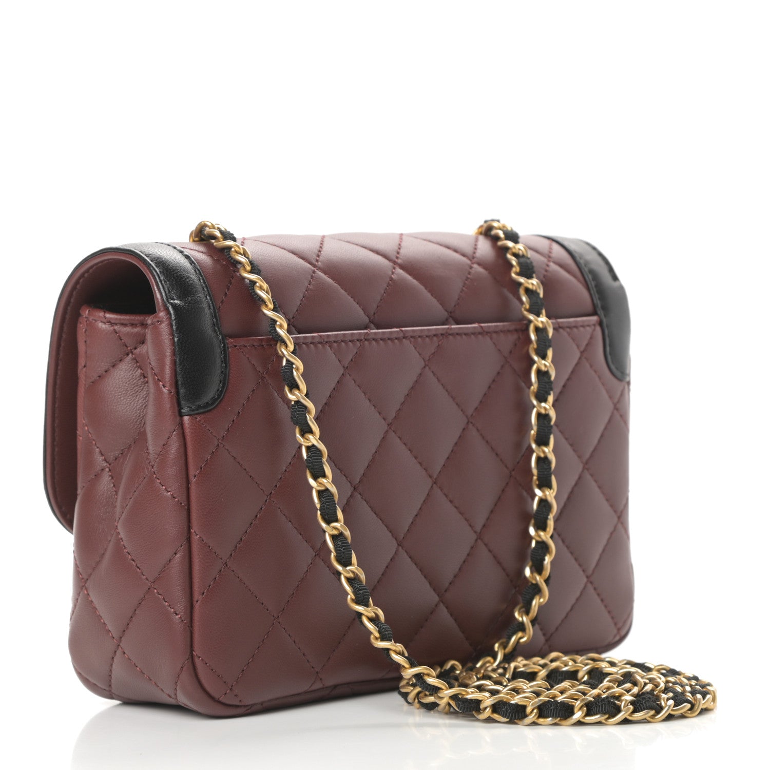 Chanel Lambskin Quilted Mini Two Tone Day Flap Burgundy 3 of 11