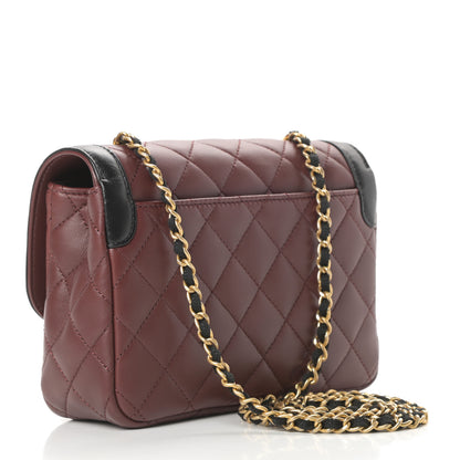 Chanel Lambskin Quilted Mini Two Tone Day Flap Burgundy 3 of 11