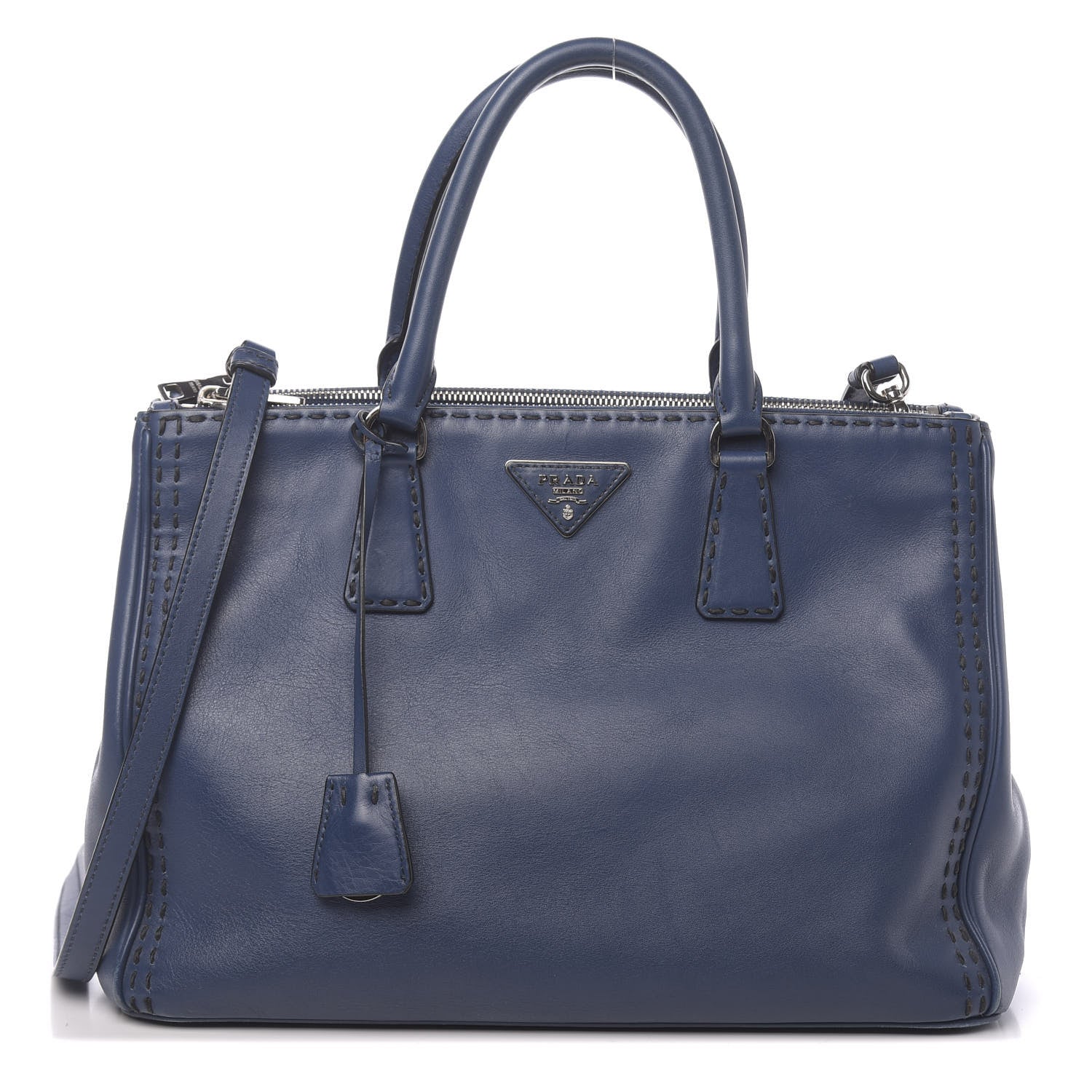 Prada City Calf Hand Stitched Medium Galleria Double Zip Tote Bleuette 1 of 23