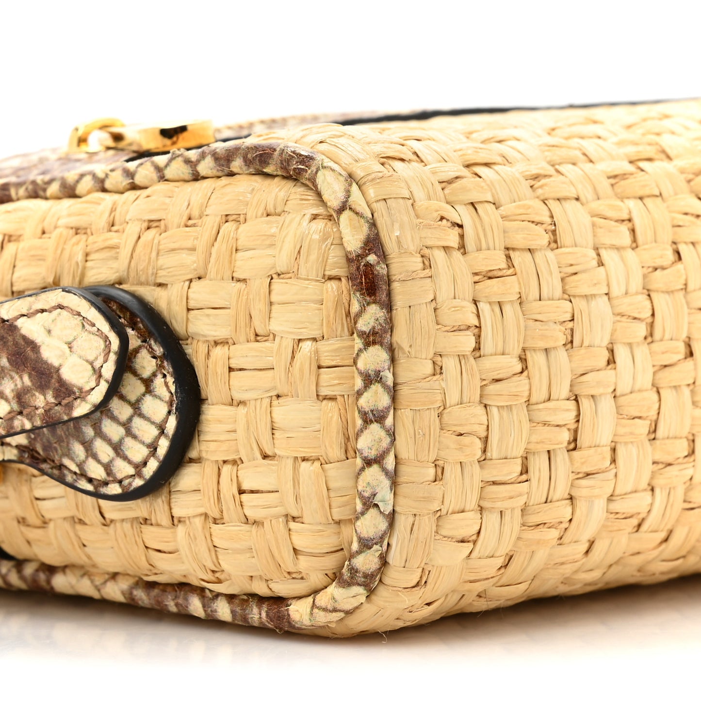 Raffia Elaphe Mini Ophidia Shoulder Bag Natural Cream Brown