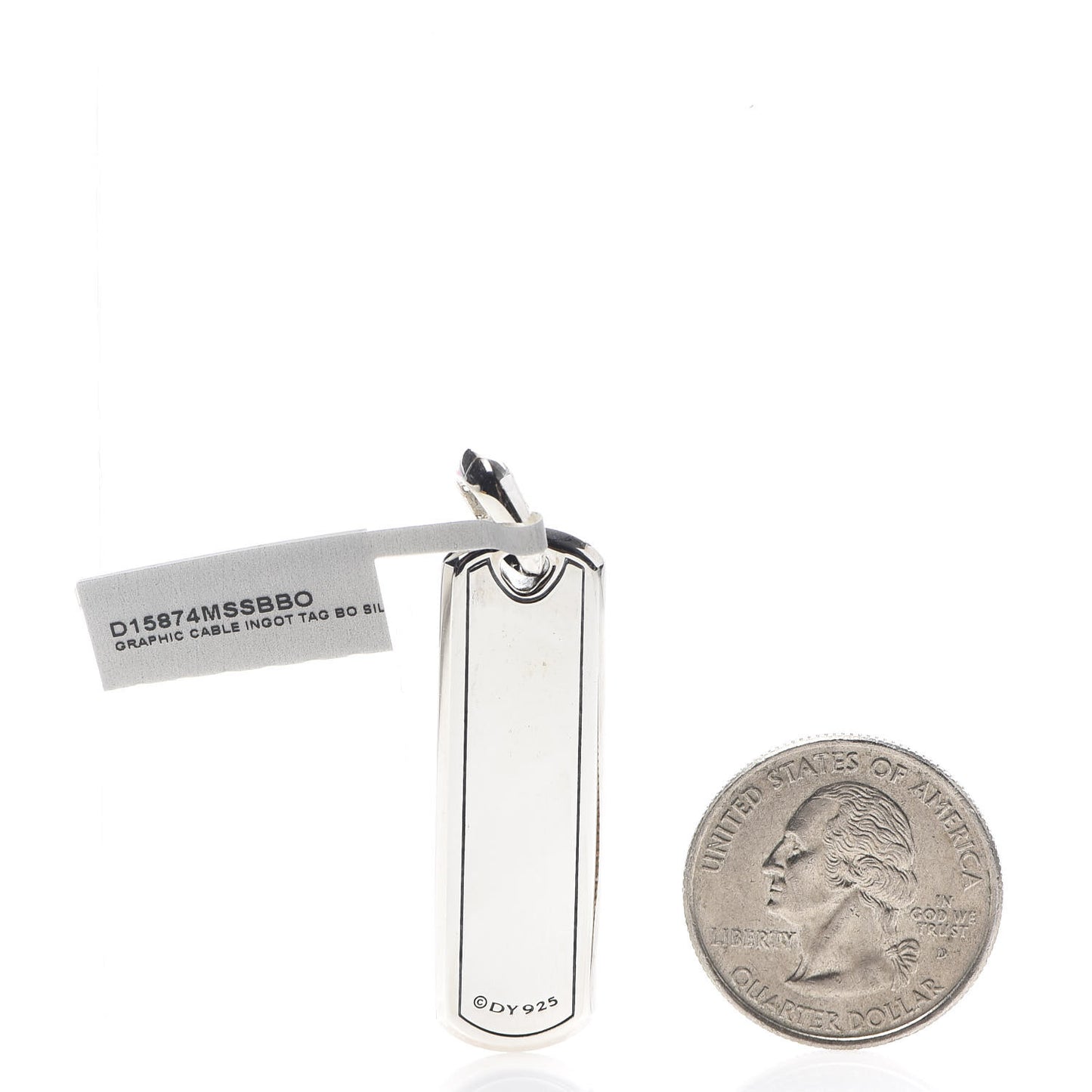 Sterling Silver Black Onyx Graphic Cable Ingot Tag Pendant