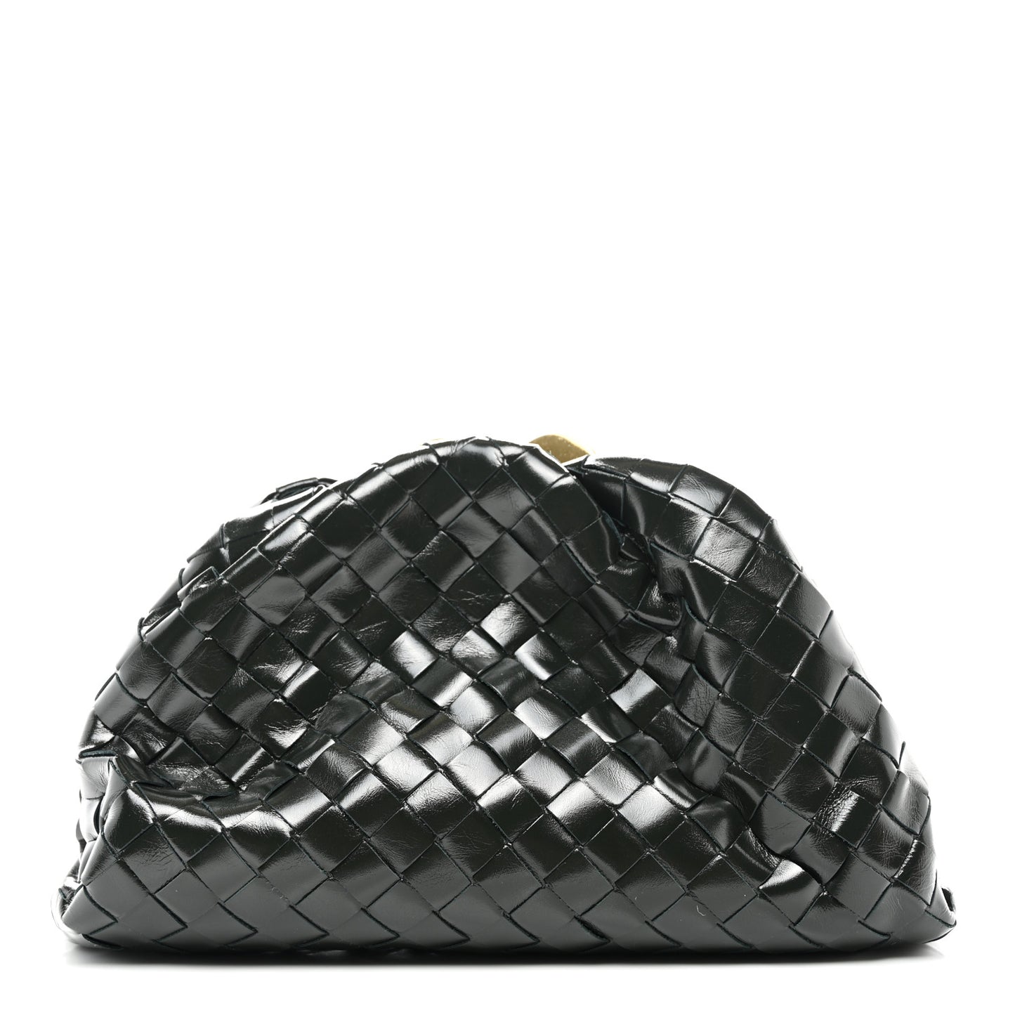 Patent Nappa Intrecciato Teen Jodie Pouch Dark Green