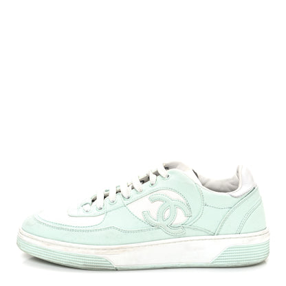 Chanel Cotton Sneakers 39 Light Turquoise White 1 of 10