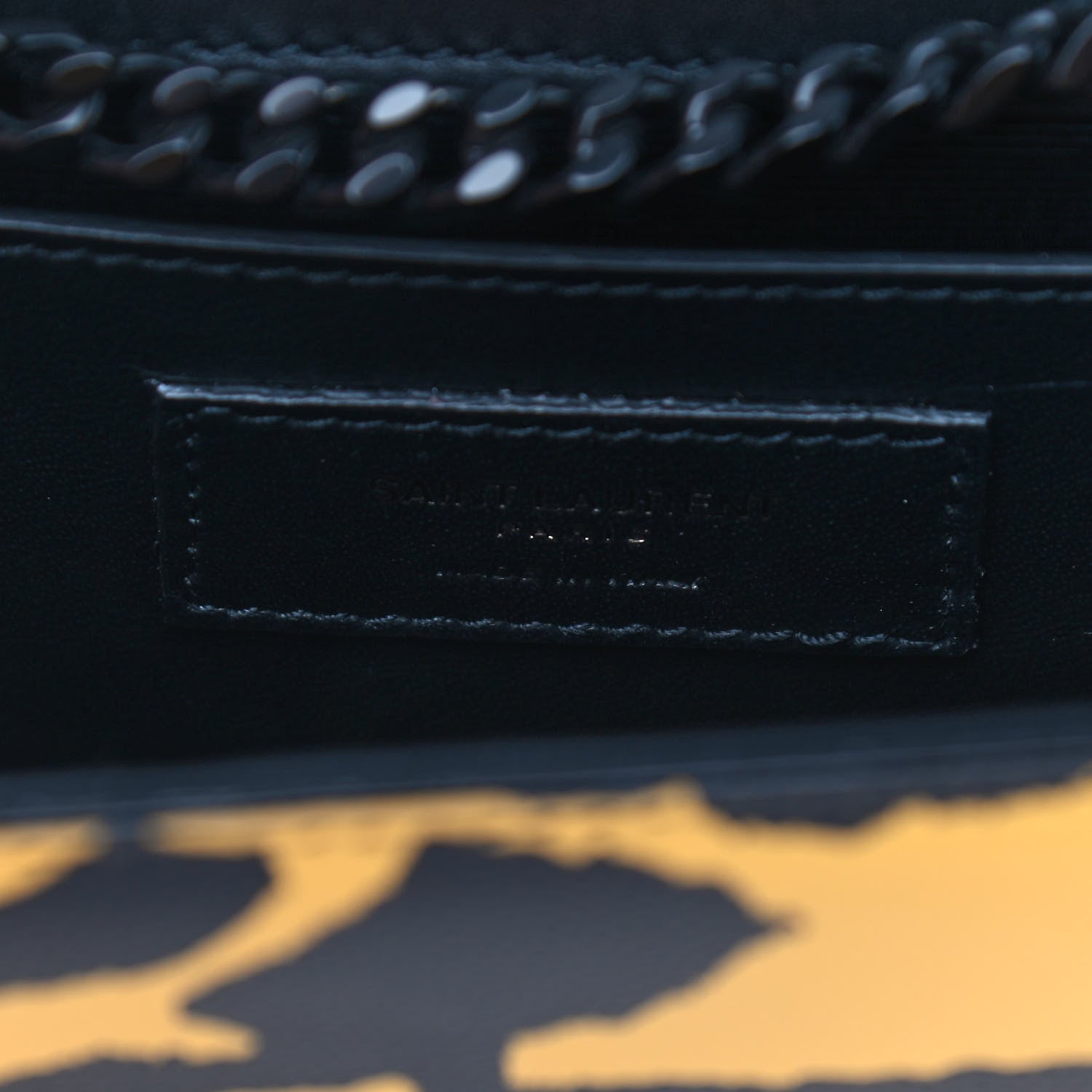 Saint Laurent Grain De Poudre Zebra Print Small Classic Monogram Kate Satchel Yellow 9 of 9