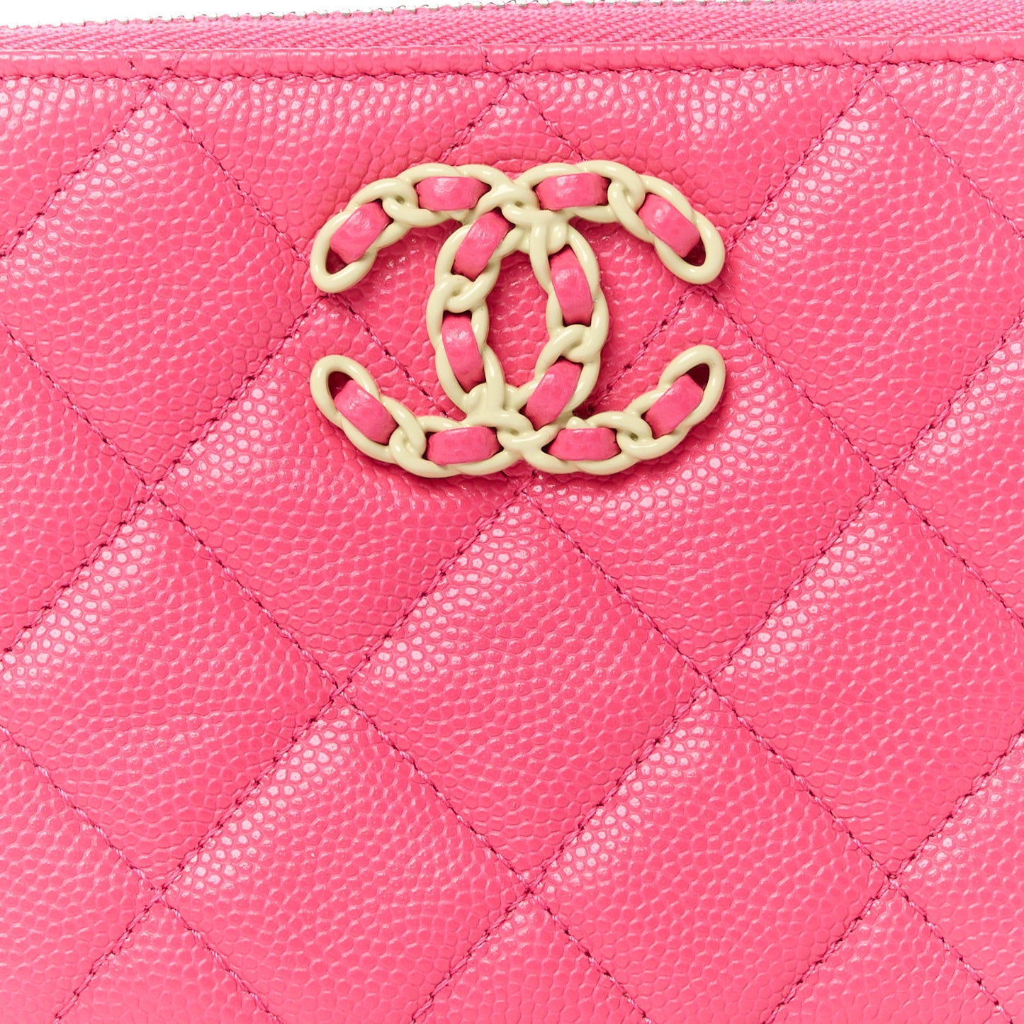 Caviar Quilted Small Chanel 19 Mini Pouch Dark Pink