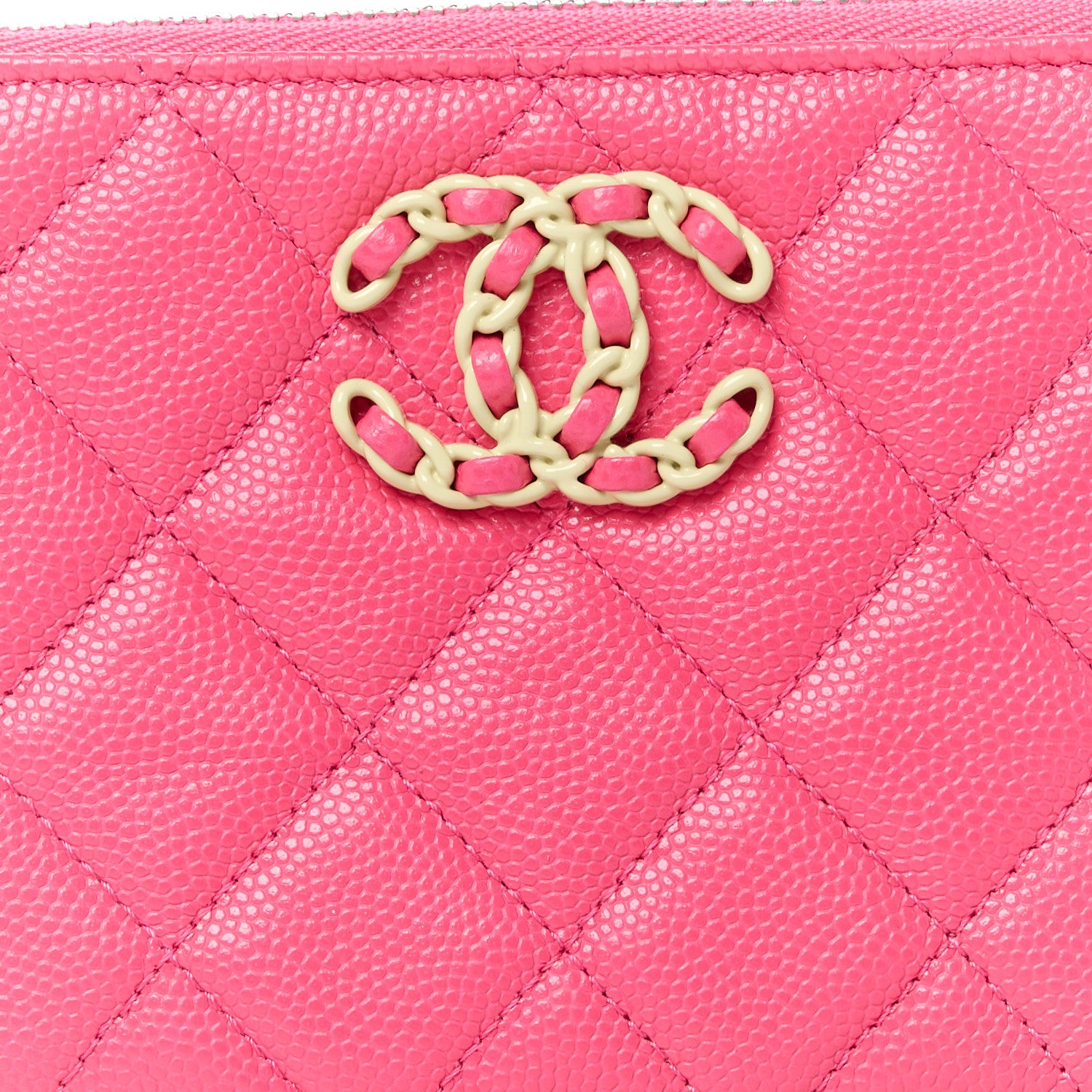 Chanel Caviar Quilted Small Chanel 19 Mini Pouch Dark Pink 8 of 11