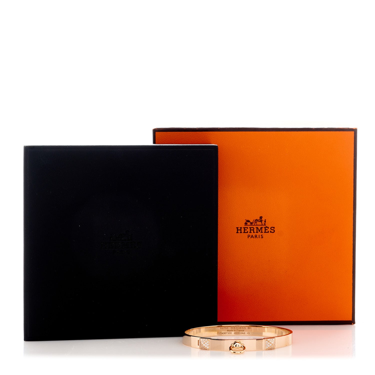 Hermes 18K Rose Gold Diamond PM Collier De Chien Bracelet SH 4 of 4
