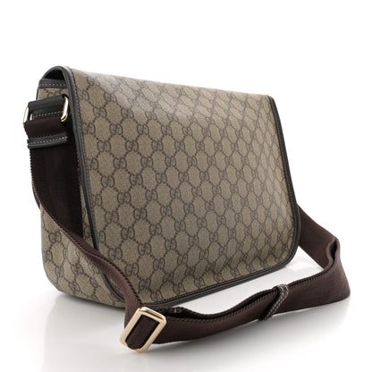 Gucci GG Plus Monogram Medium Double Buckle Flap Messenger Bag Beige Dark Brown 2 of 11