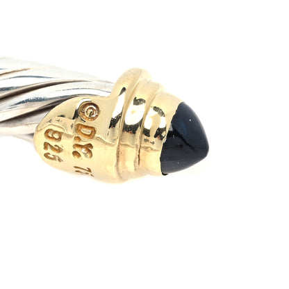 David Yurman Sterling Silver 18K Yellow Gold Blue Sapphire 4mm Cable Kids Birthstone Bracelet 5 of 5