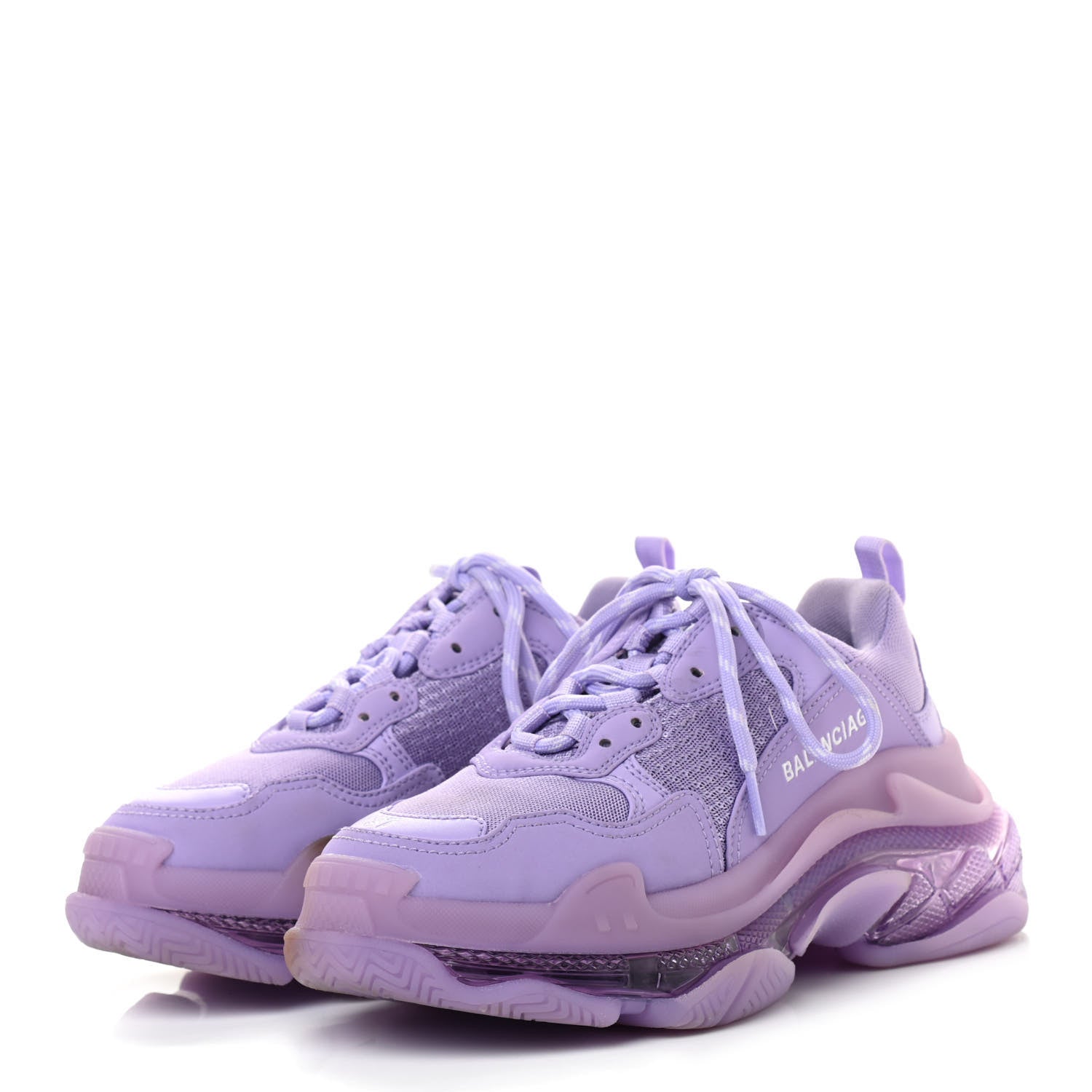 Balenciaga Fabric Mesh Clear Sole Womens Triple S Sneakers 37 Light Lilac White 3 of 14