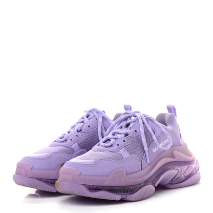 Balenciaga Fabric Mesh Clear Sole Womens Triple S Sneakers 37 Light Lilac White 3 of 14