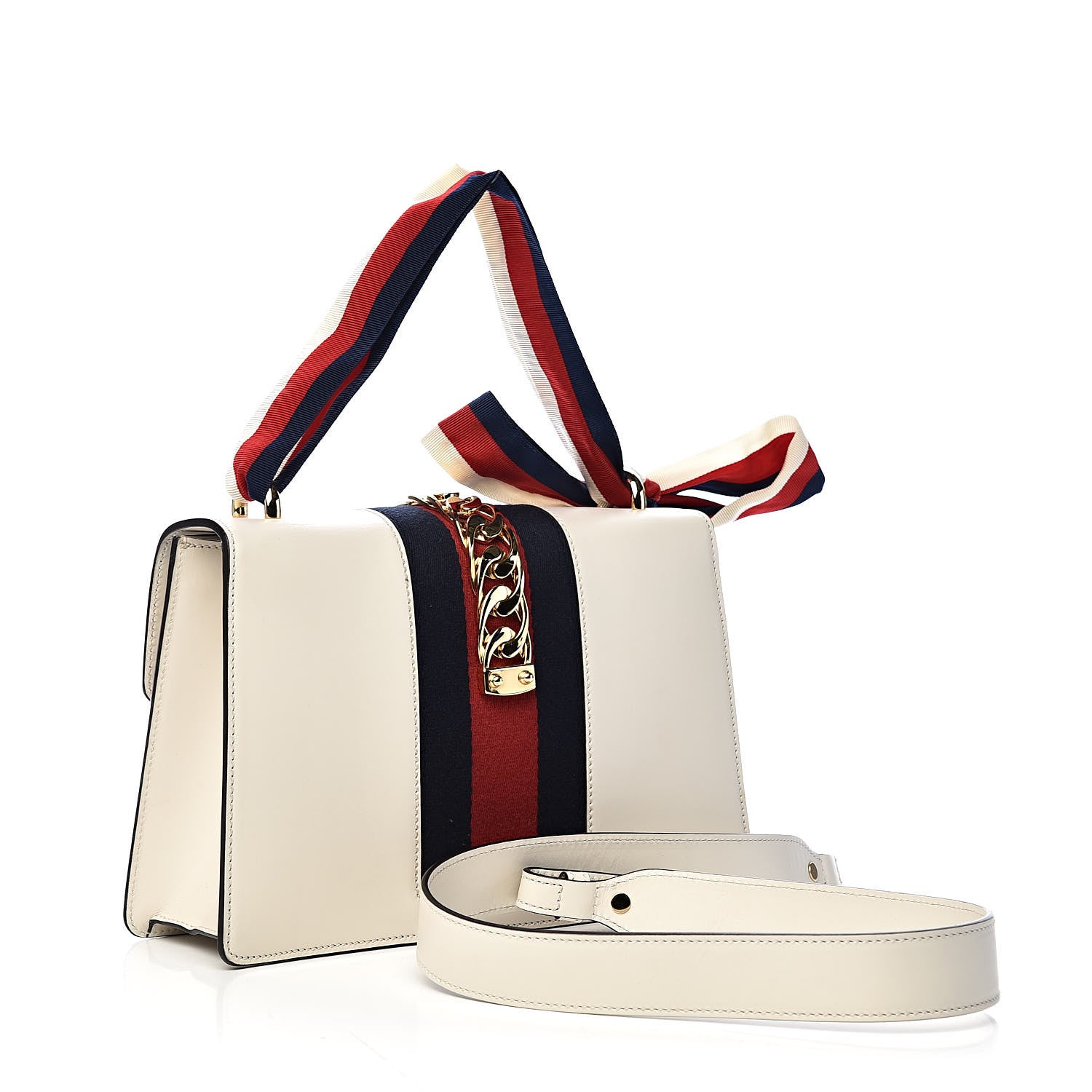 Gucci Calfskin Small Sylvie Shoulder Bag Off White 3 of 15
