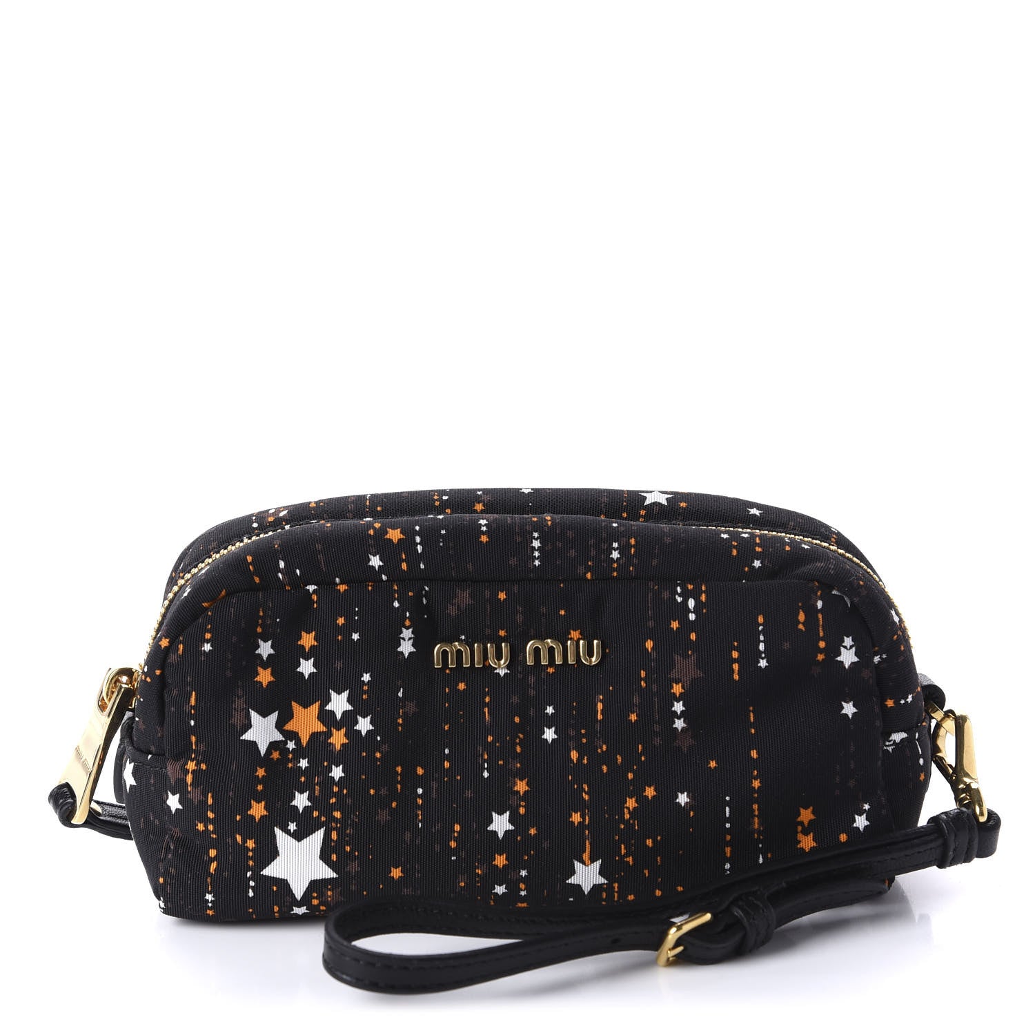 Miu Miu Nylon Printed Stars Pouch Black 1 of 8