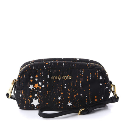 Miu Miu Nylon Printed Stars Pouch Black 1 of 8