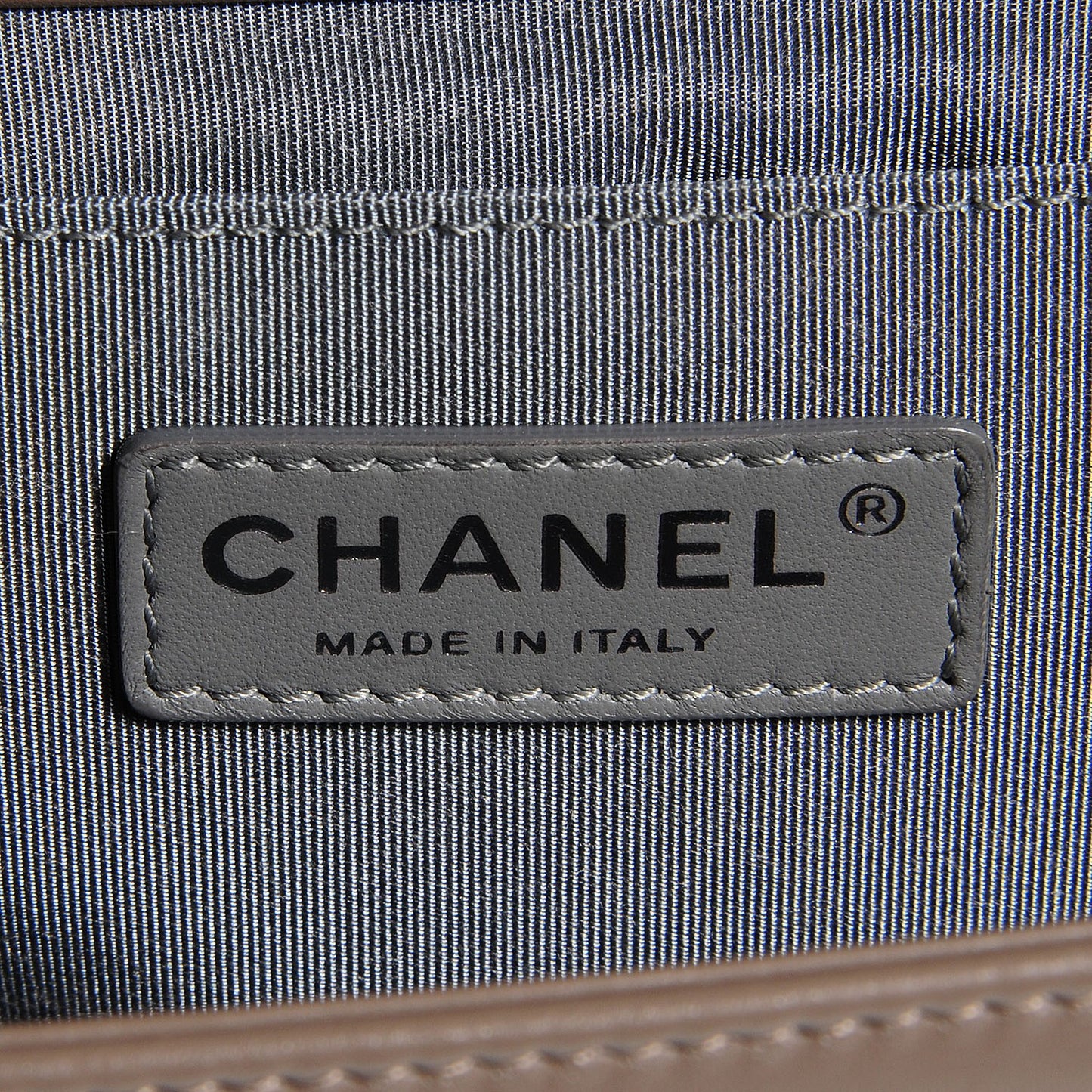 Calfskin Chevron Medium Boy Flap Grey