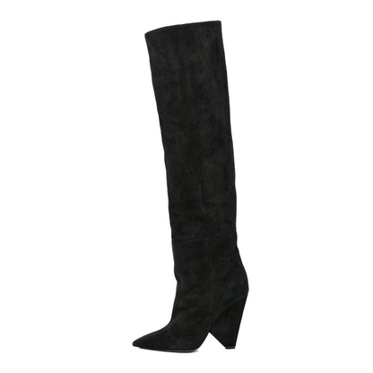Saint Laurent Suede Niki 105 Thigh High Boots 36.5 Black 1 of 10