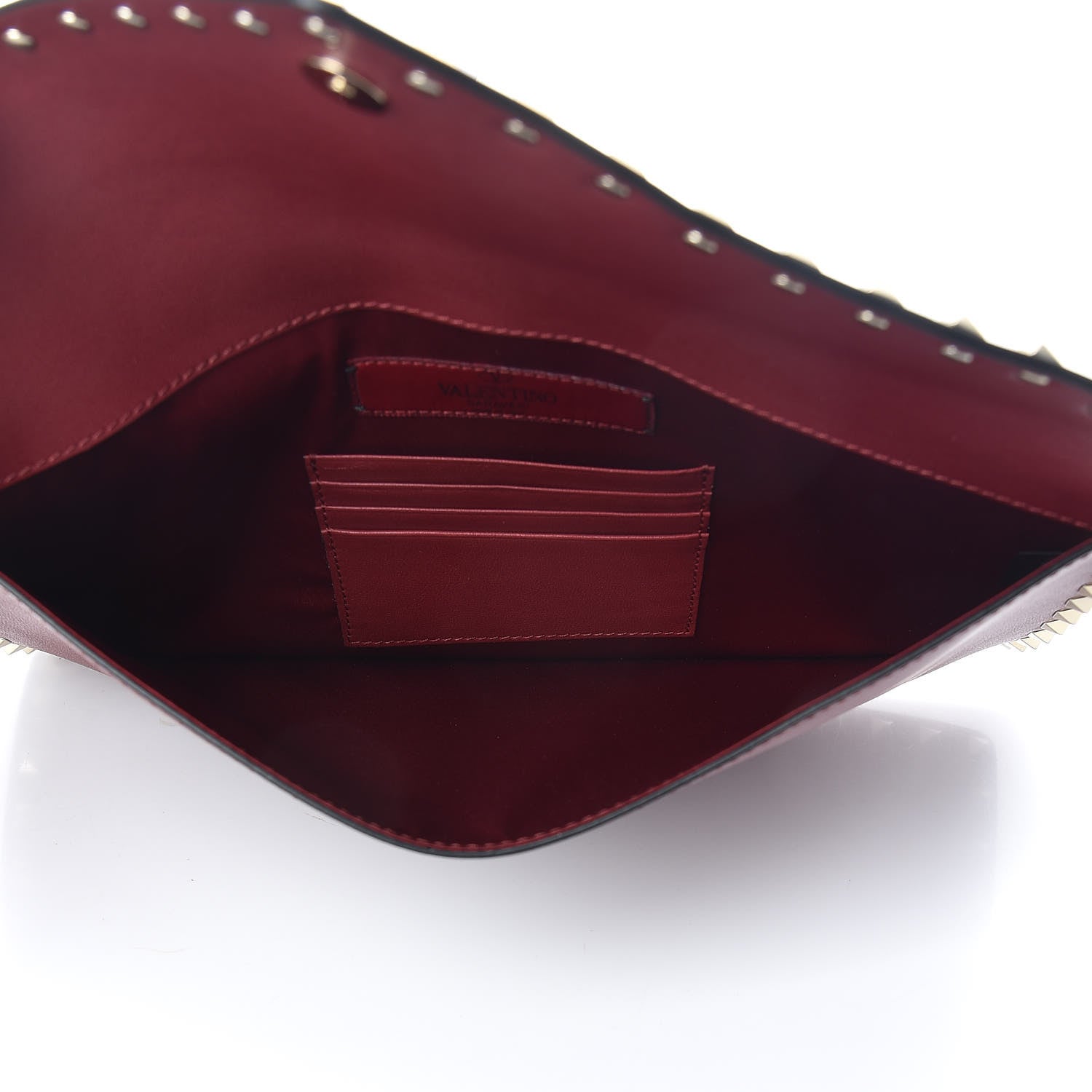 Valentino Garavani Vitello Large Rockstud Envelope Clutch Rubino 5 of 8