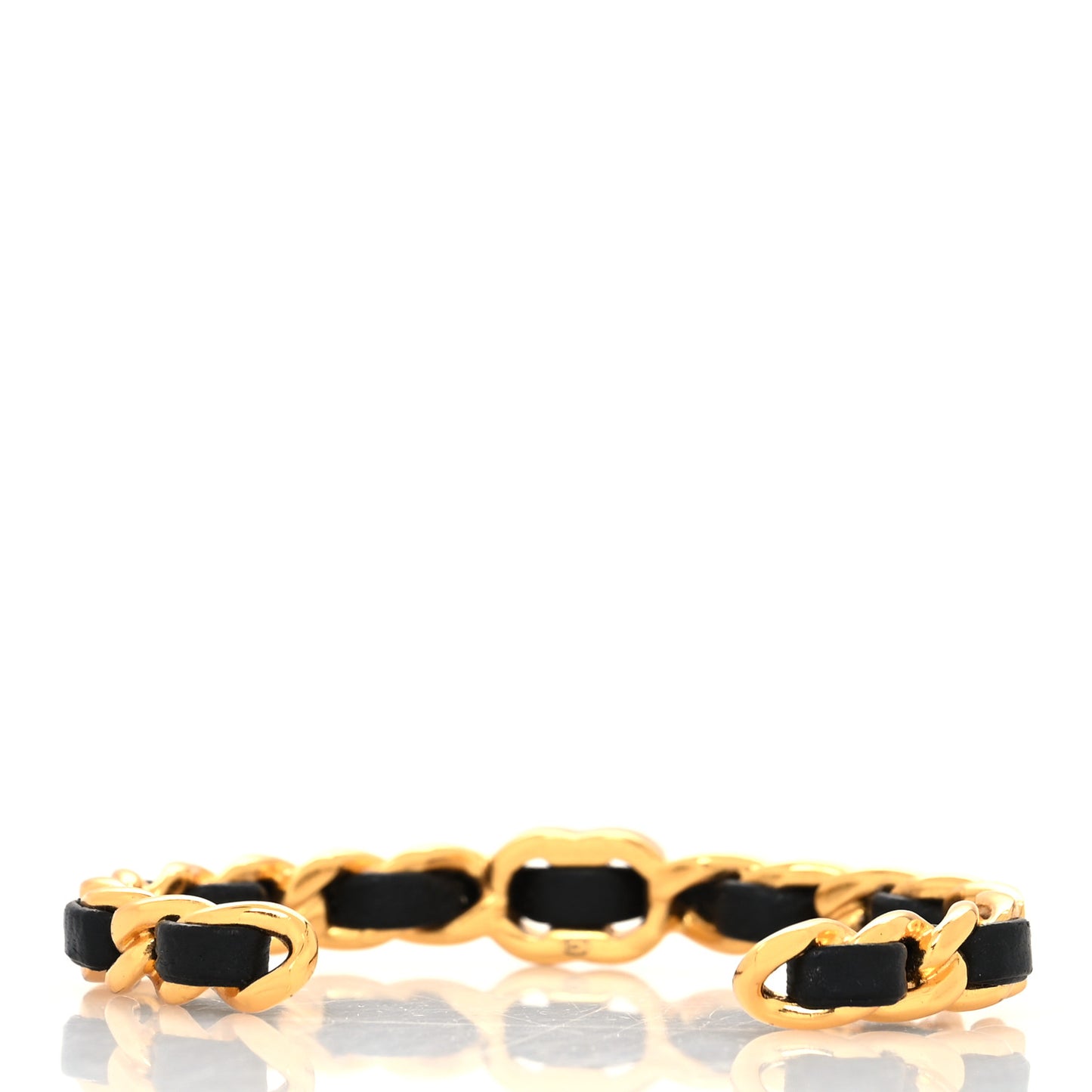 Lambskin CC Turnlock Chain Bracelet Black