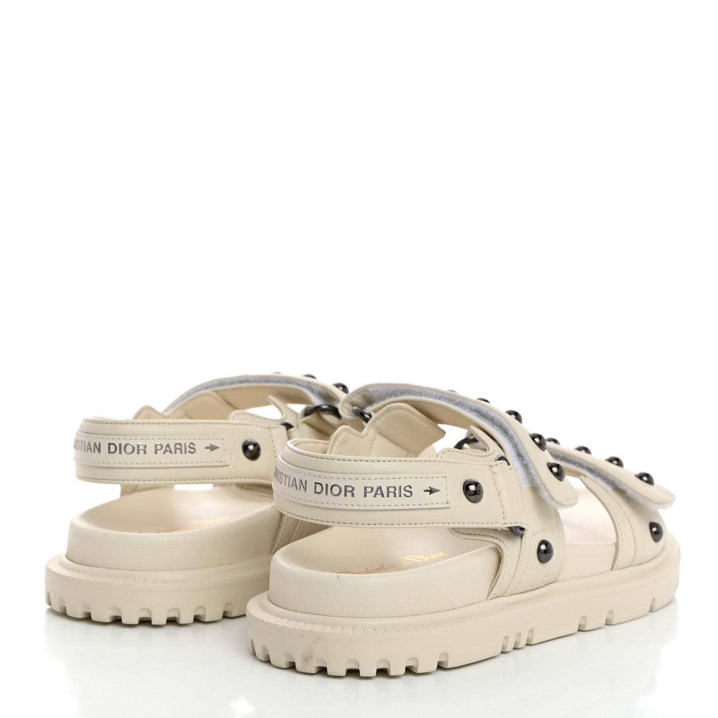 Lambskin Studded Dioract 10mm Sandals 36.5 Off White