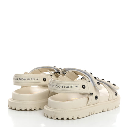 Christian Dior Lambskin Studded Dioract 10mm Sandals 36.5 Off White 4 of 9