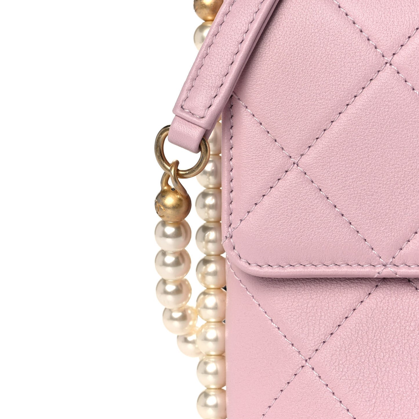 Calfskin Quilted Pearl Small About Pearls Hobo Bag Light Pink