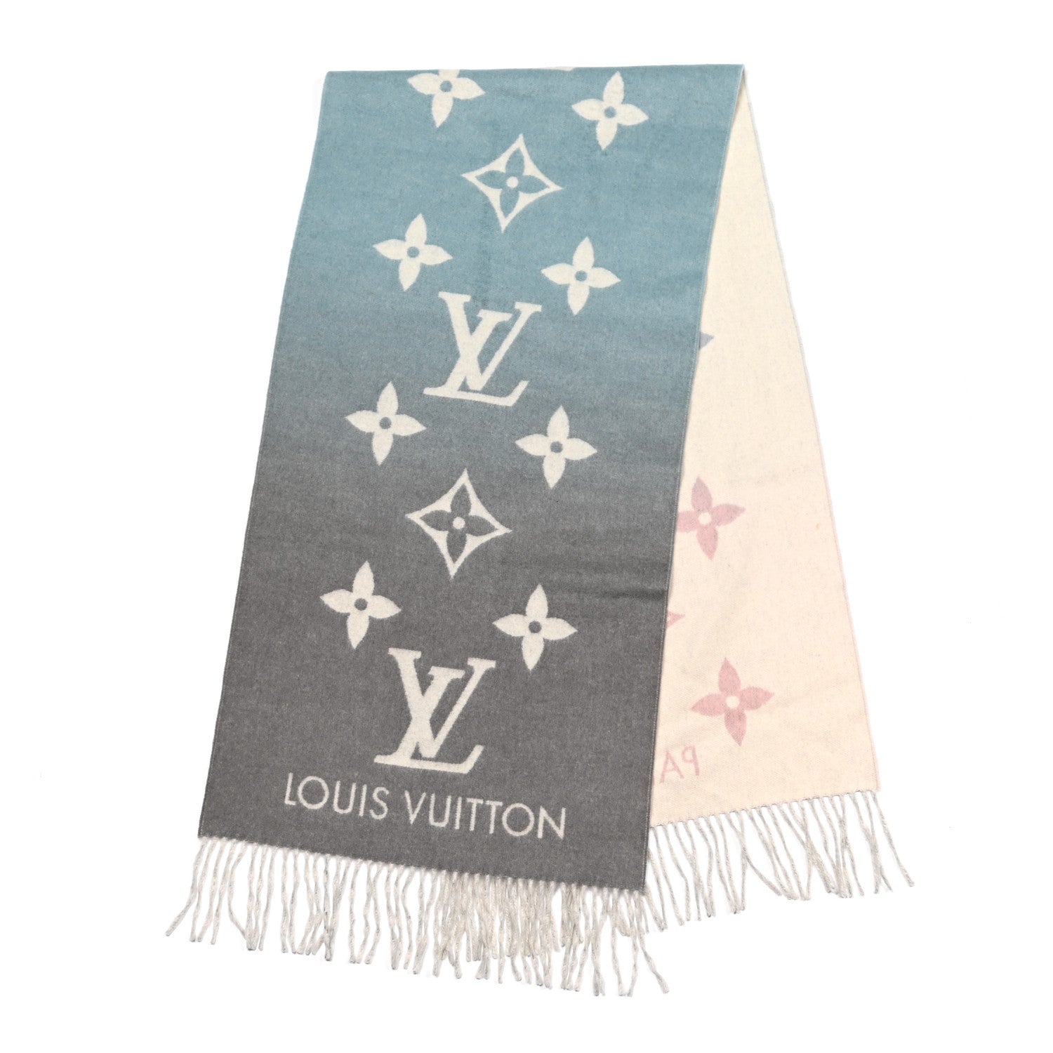 Louis Vuitton Cashmere Monogram Reykjavik Scarf Bleu Rose 2 of 4