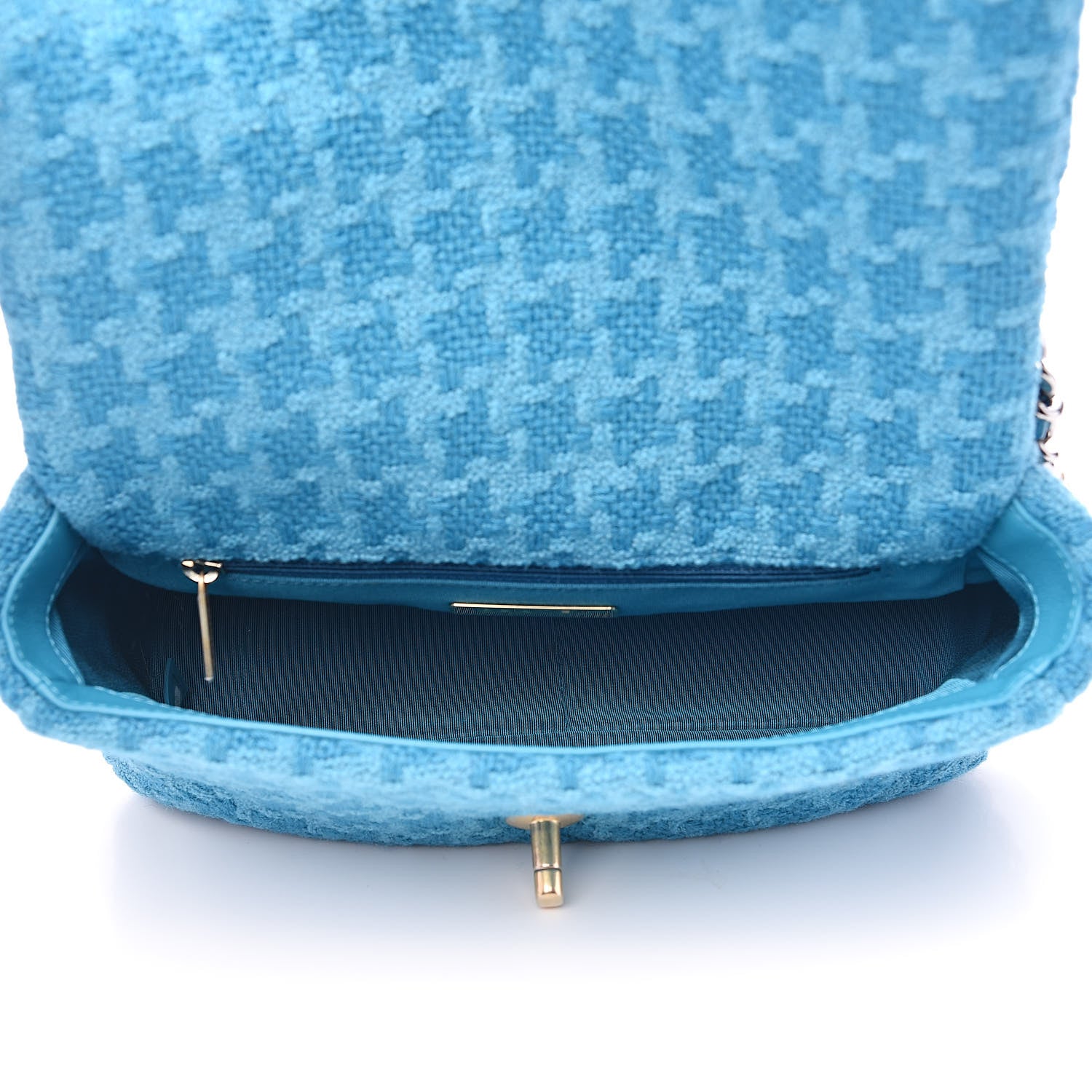 Chanel Tweed Quilted Medium 19 Flap Turquoise 5 of 10