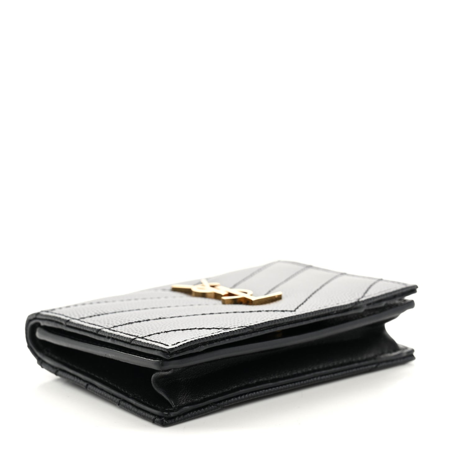 Grain De Poudre Matelasse Chevron Monogram Flap Card Case Black