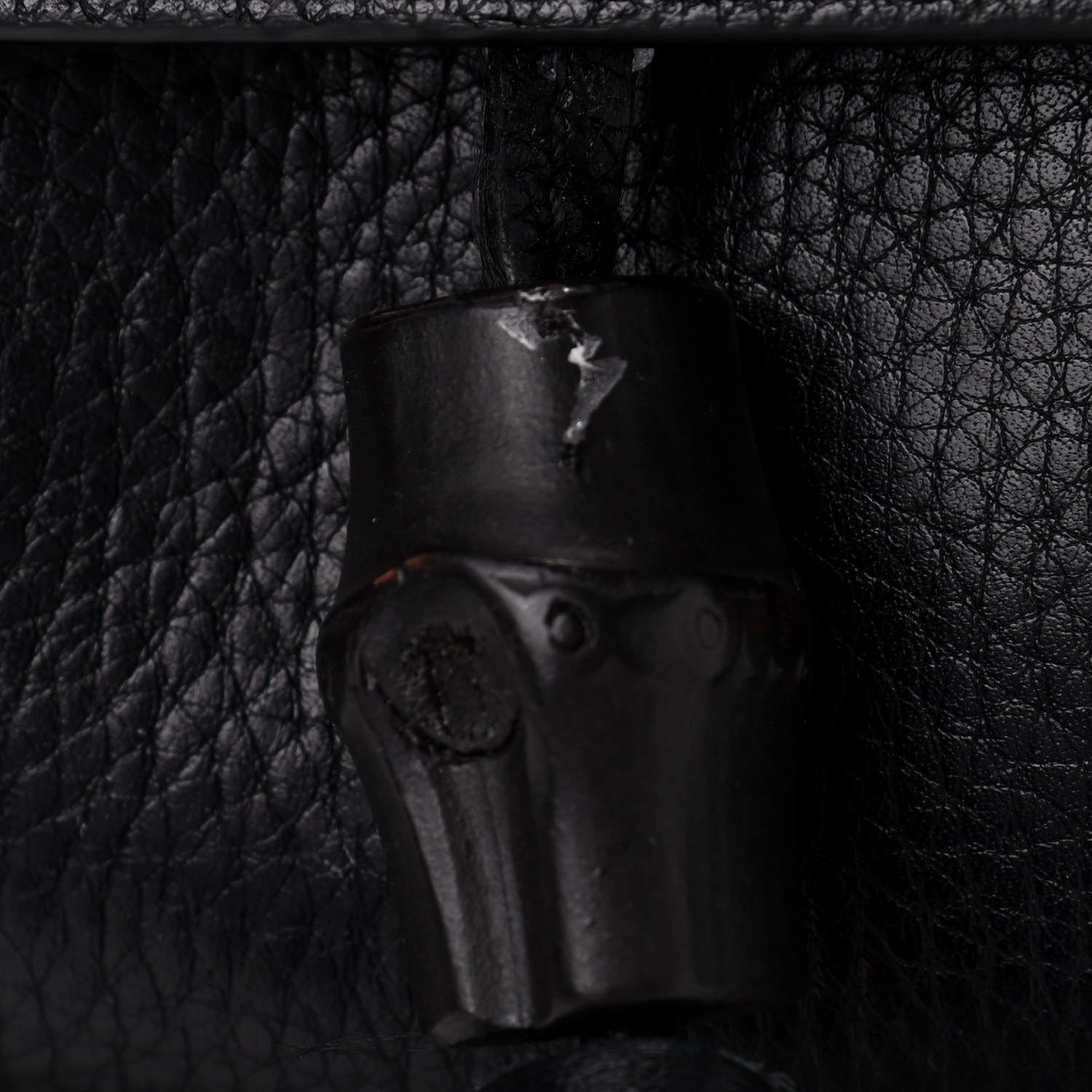 Gucci Pebbled Calfskin Medium Bamboo Daily Flap Shoulder Bag Black 6 of 6