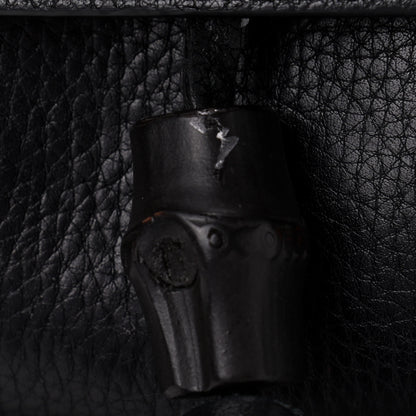 Gucci Pebbled Calfskin Medium Bamboo Daily Flap Shoulder Bag Black 6 of 6