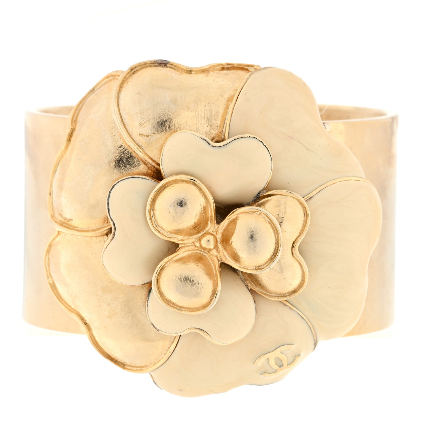 Metal Enamel Camellia CC Bracelet Light Gold