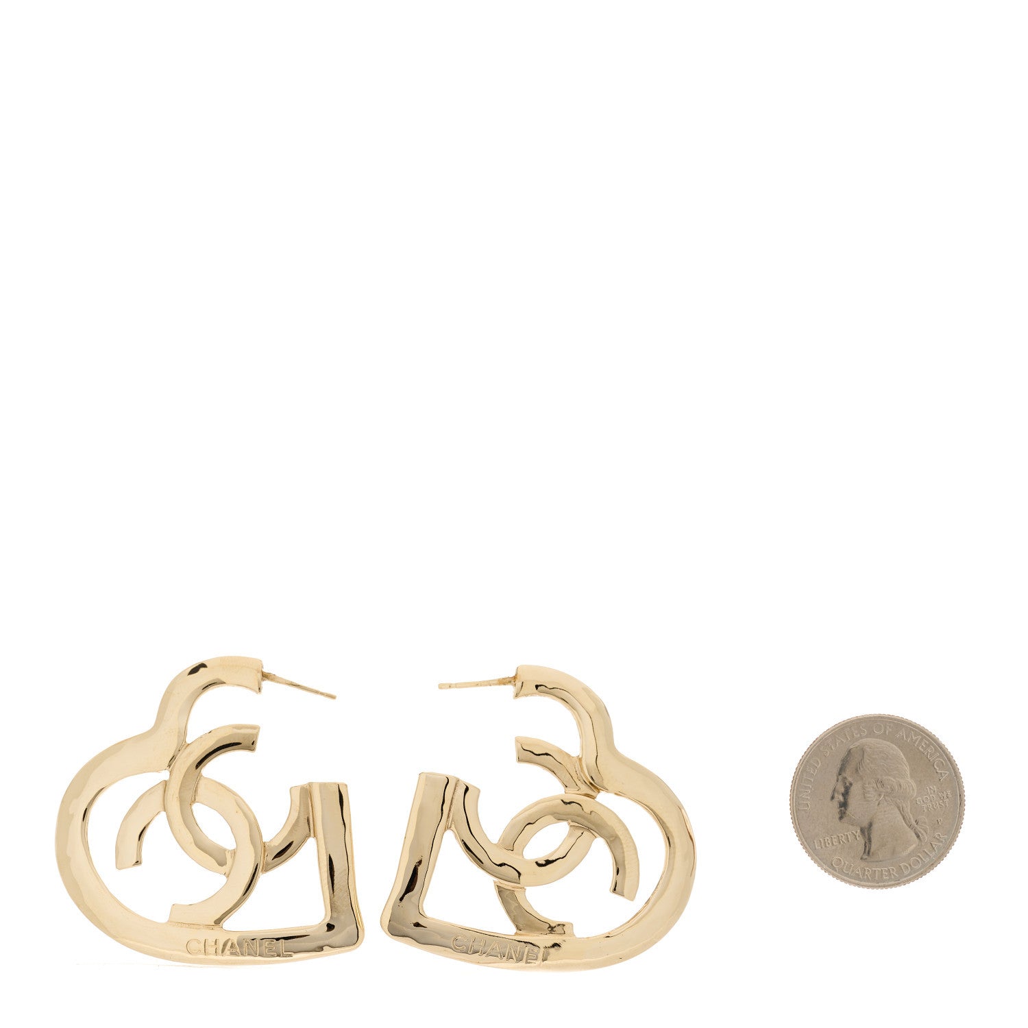 Chanel Metal CC Heart Coco In Love Hoop Earrings Gold 2 of 4