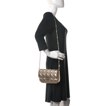 Christian Dior Metallic Lambskin Cannage Miss Dior Promenade Pouch Gold 2 of 12