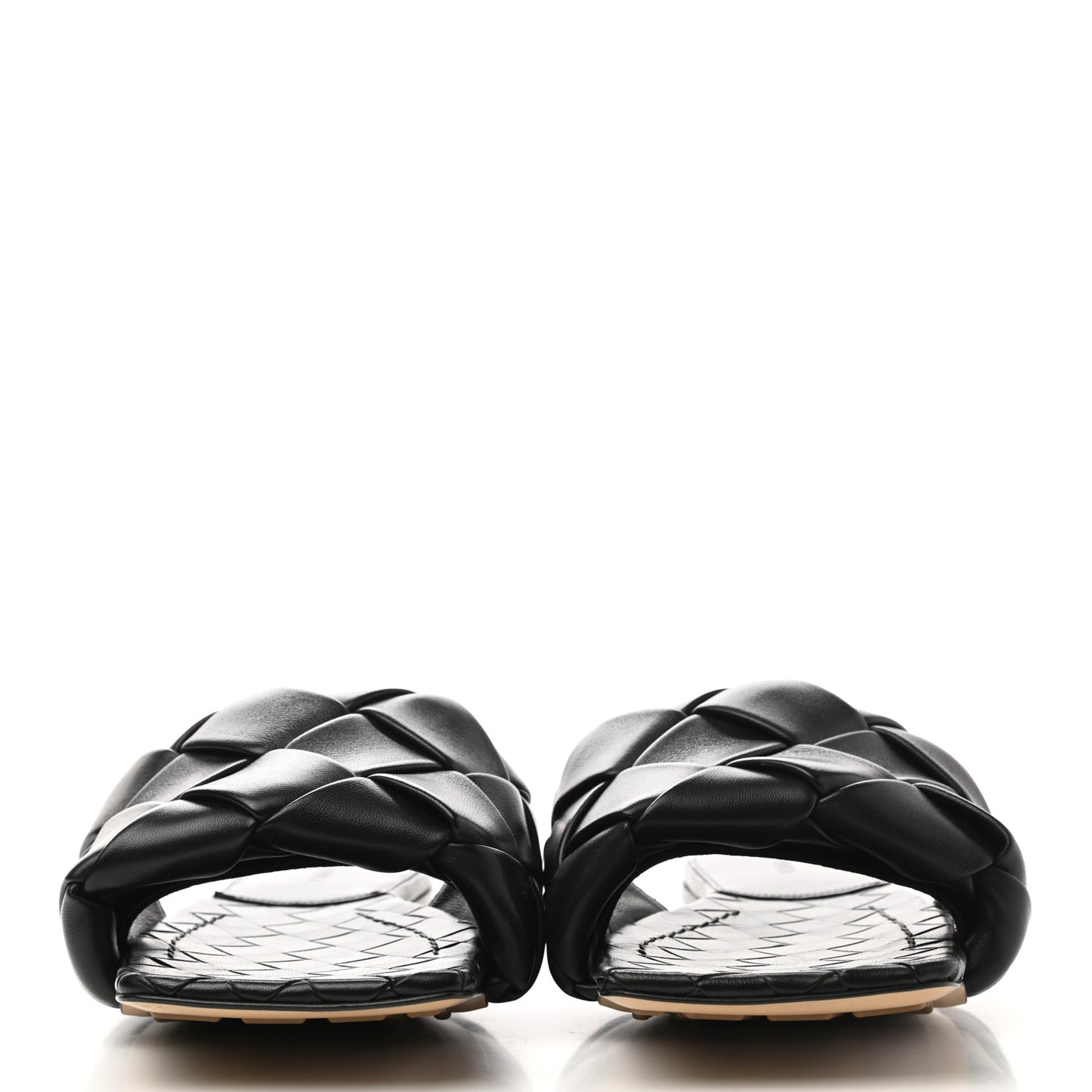 Nappa Maxi Intrecciato Lido Flat Sandals 39 Black