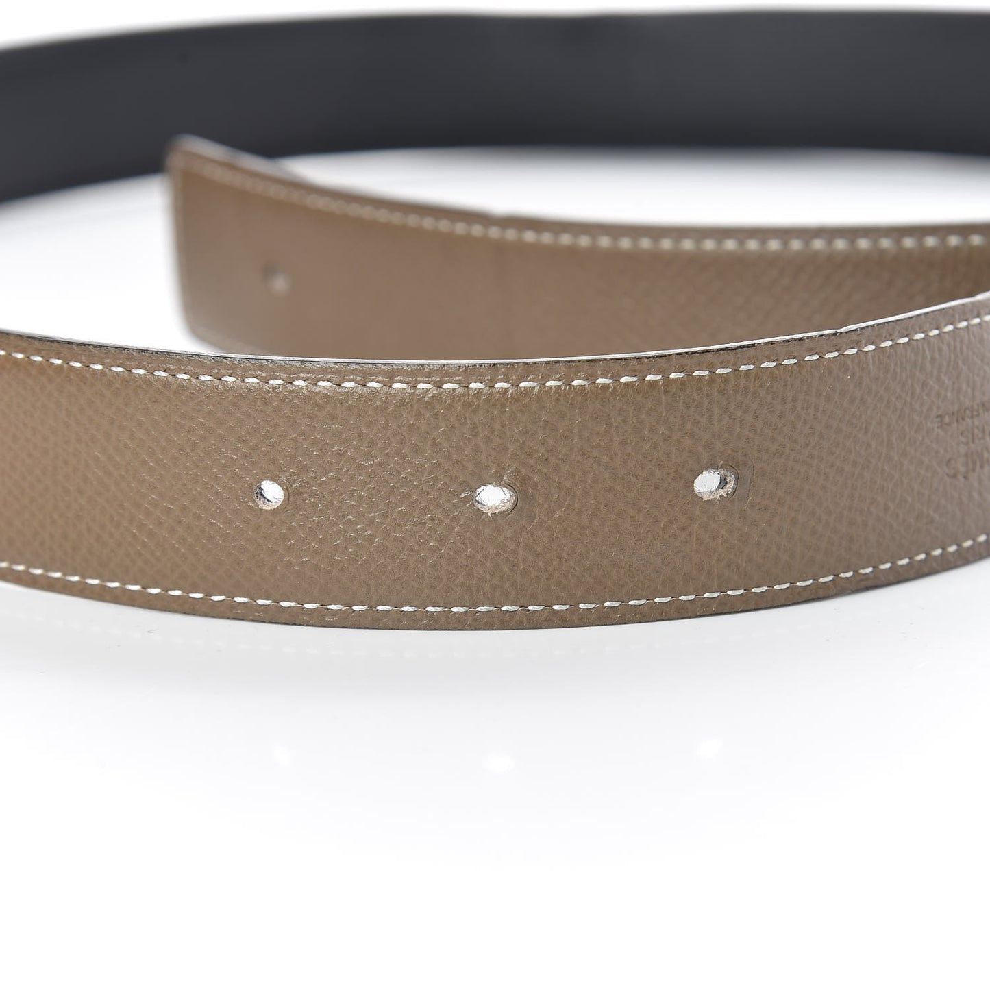 Box Epsom Strie 32mm H Belt 95 Black Etoupe