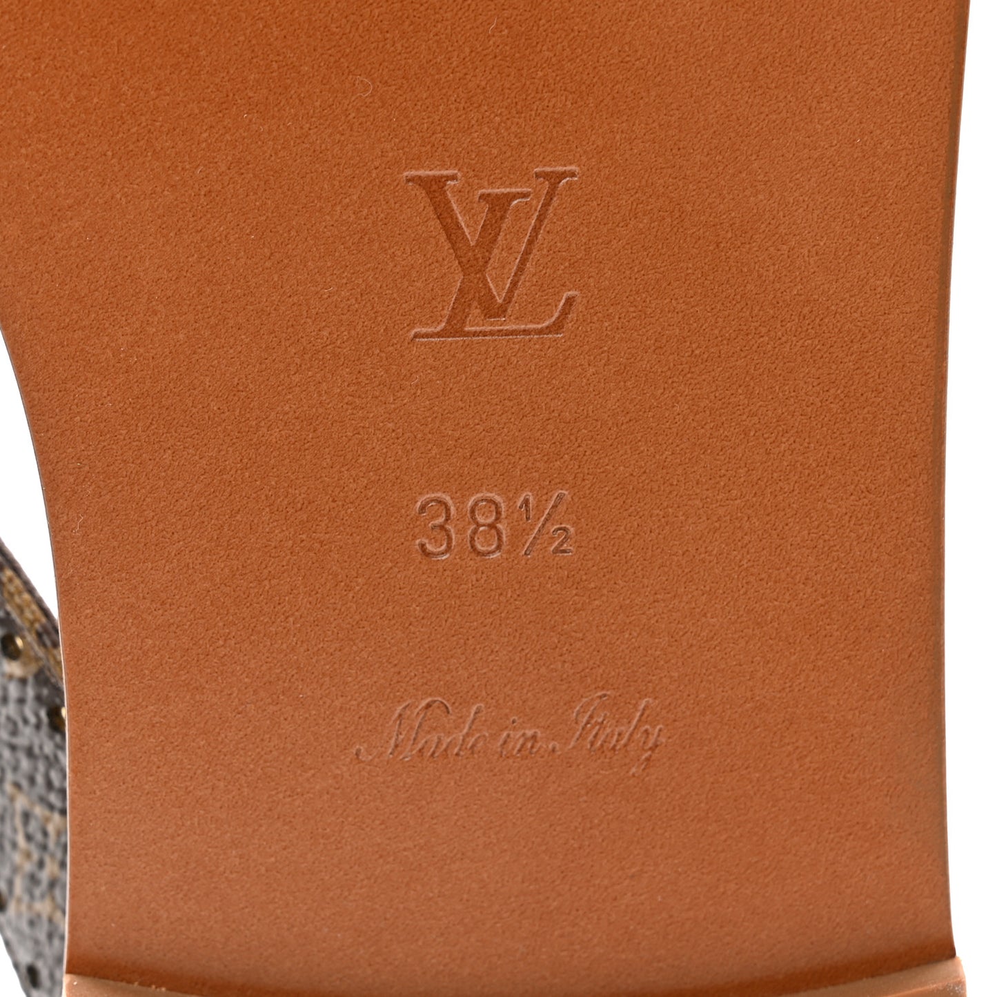 Monogram Sunny Flat Thong Sandals 38.5 Brown