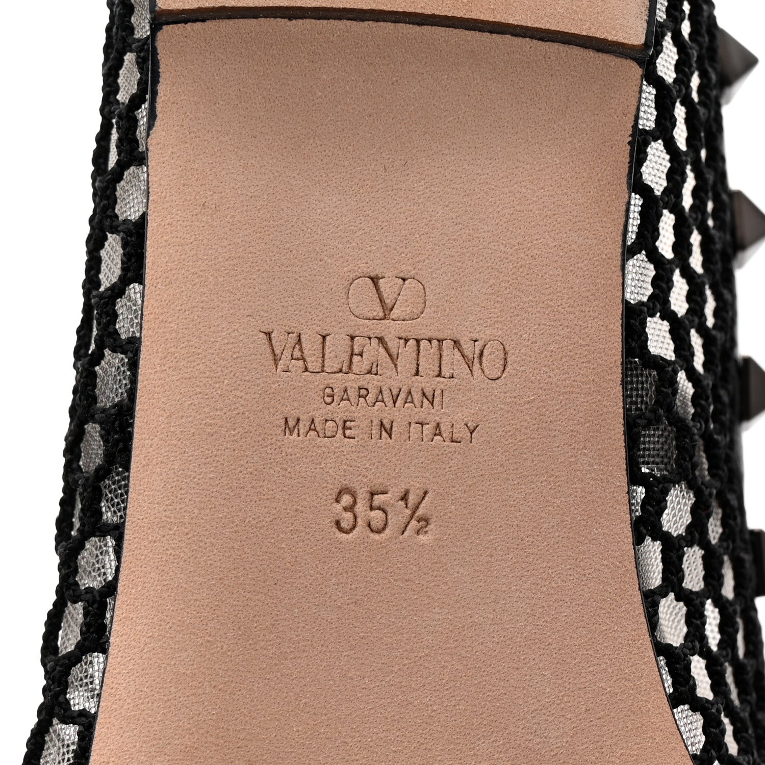 Valentino Garavani Mesh Calfskin Rockstud Multi Strap Ballerina Flats 35.5 Black 7 of 10