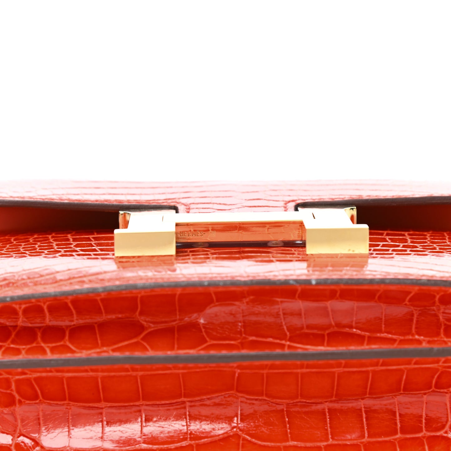 Shiny Alligator Constance 18 Orange Poppy