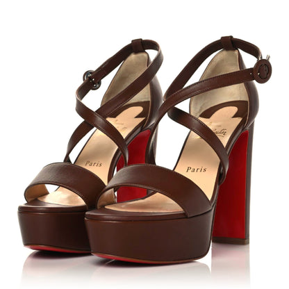 Christian Louboutin Nappa Loubi Bee Alta 130 Sandals 39 Cuoio 3 of 7