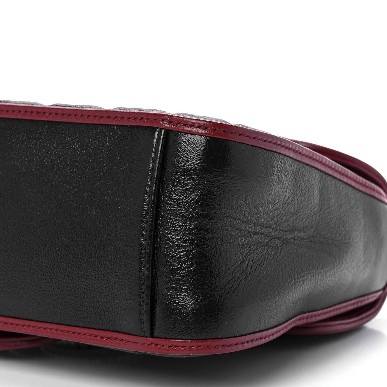 Gucci Vintage Effect Calfskin Matelasse Diagonal Mini Torchon GG Marmont Top Handle Shoulder Bag Black Romantic Cherry 12 of 12