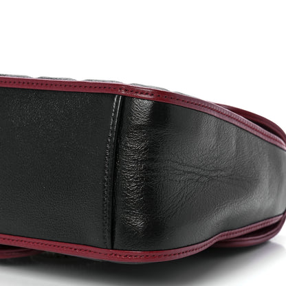Gucci Vintage Effect Calfskin Matelasse Diagonal Mini Torchon GG Marmont Top Handle Shoulder Bag Black Romantic Cherry 12 of 12
