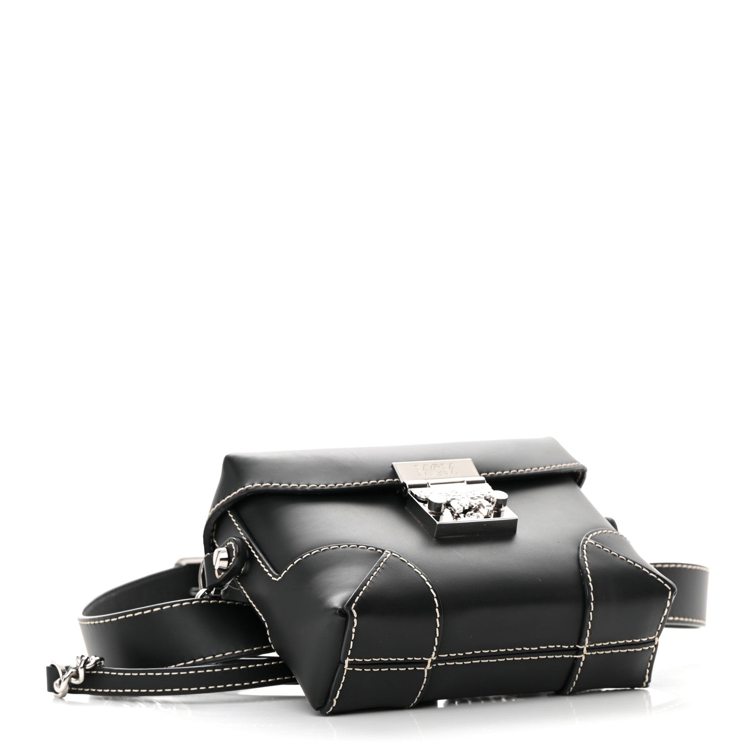 MCM Calfskin Ottomar Monogram Soft Berlin Belt Bag Black 4 of 13