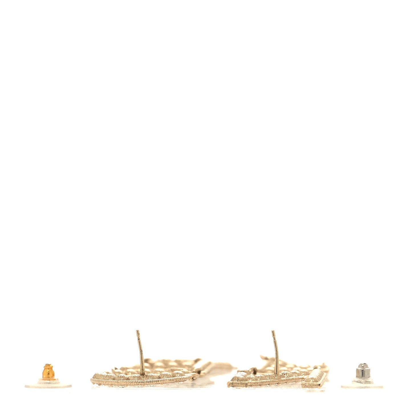 Crystal Cha-Nel Logo Drop Earrings Gold