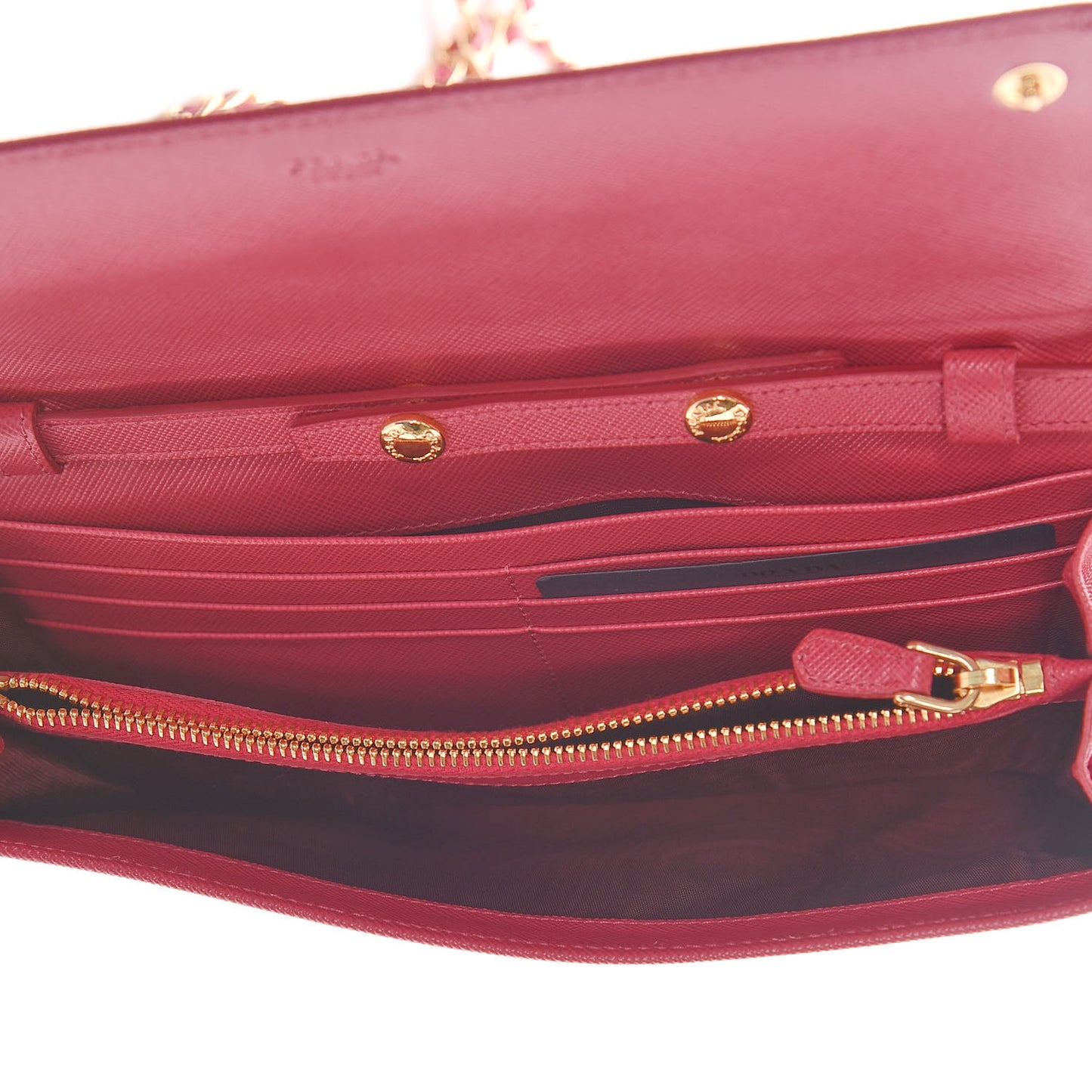 Saffiano Metal Oro Chain Wallet Peonia