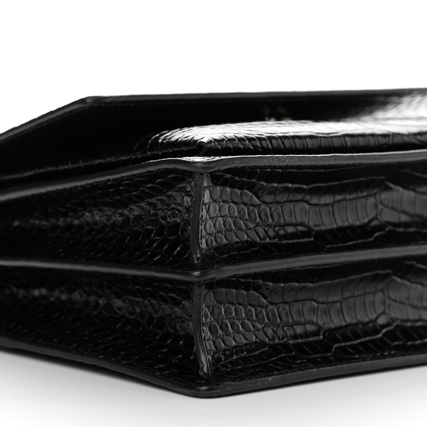 Calfskin Crocodile Embossed Medium Monochrome Monogram Sunset Black