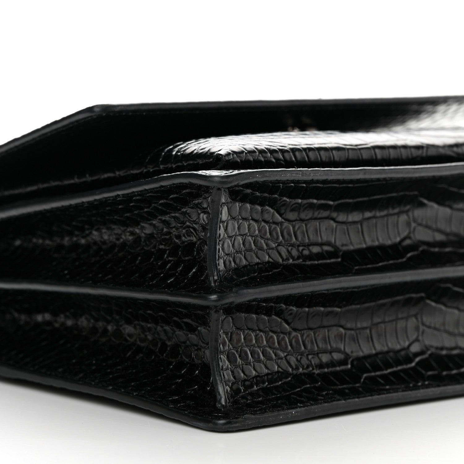Saint Laurent Calfskin Crocodile Embossed Medium Monochrome Monogram Sunset Black 7 of 12